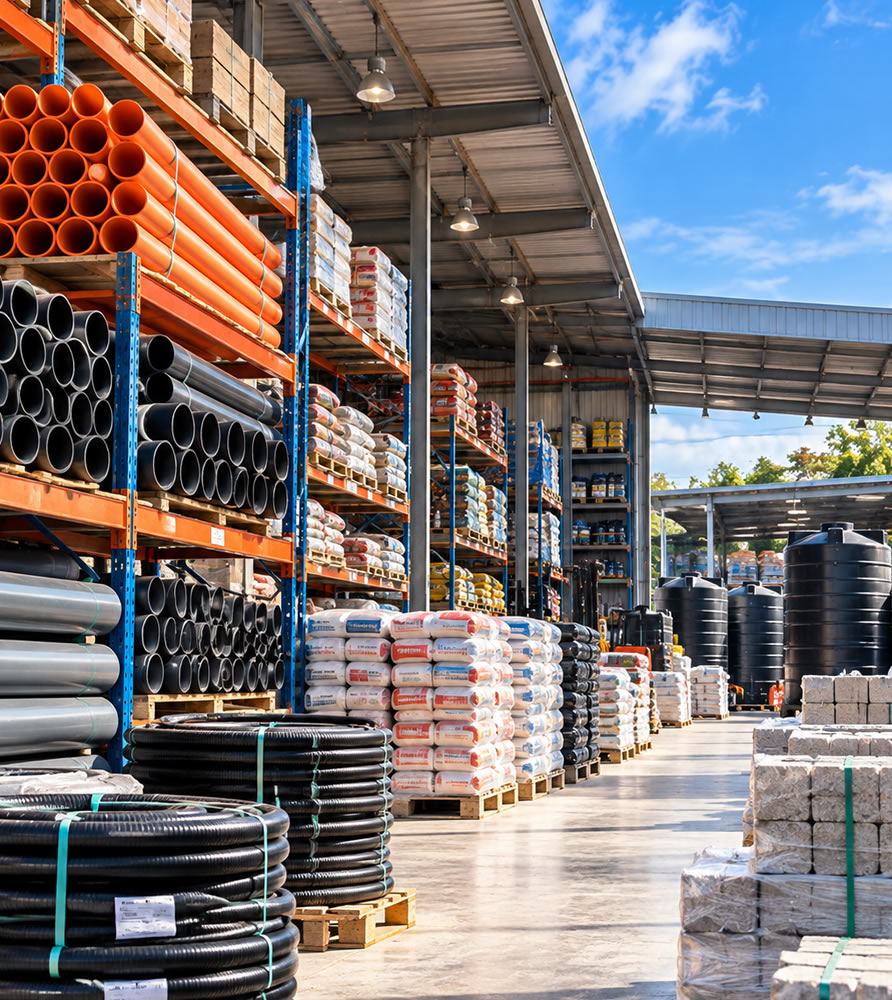 Building Materials at Outside of Hardware Store's Warehouse